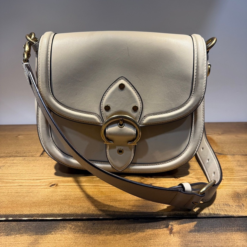 Coach Beat Saddle Bag Ivory Glovetanned Leather Crossbody C0749